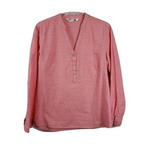 riders by lee womens shirt Sz Small pink long sleeve vneck cotton